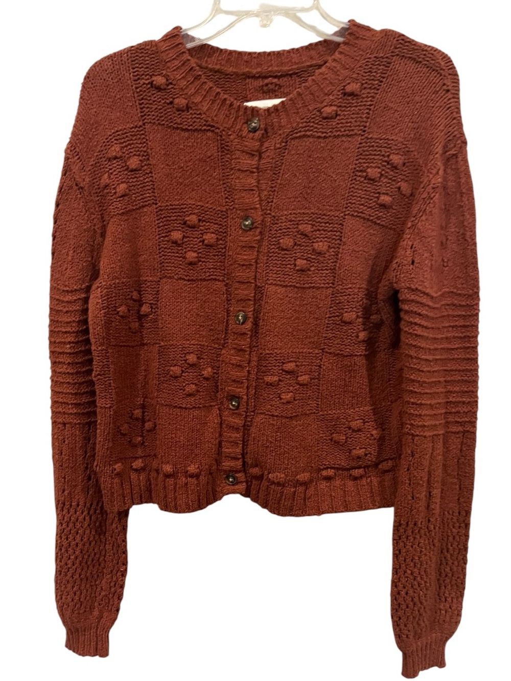 Anthropologie Pilcro brown cardigan Textured chunky Oversized sweater size XS